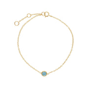 Topaze Bleu Bracelet, 9 CT or Jaune Unique Pierre Topaze Bleue Rond Milgrain 19cm Bracelet