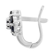 Pendentif et Boucles d'Oreilles Créoles Floral Argent 925 Saphir et Diamant