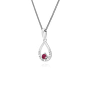 9 ct or Blanc Unique Rubis & Diamant Poire Pendentif sur 45cm Chaîne