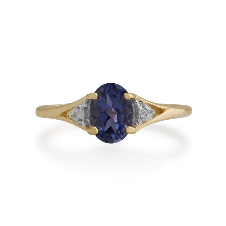 Gemondo Iolite Bague, 9ct Or Jaune 0.63ct Iolite & Bague Diamant