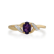 Gemondo Bague Amethyste, 9ct Or Jaune 0.39ct Bague Améthyste & Diamant