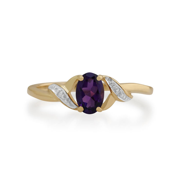 Gemondo Bague Amethyste, 9ct Or Jaune 0.39ct Bague Améthyste & Diamant