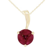 Pendentif et Boucles d'Oreilles Clou Classique Or Jaune 375 Rubis sertis Griffe