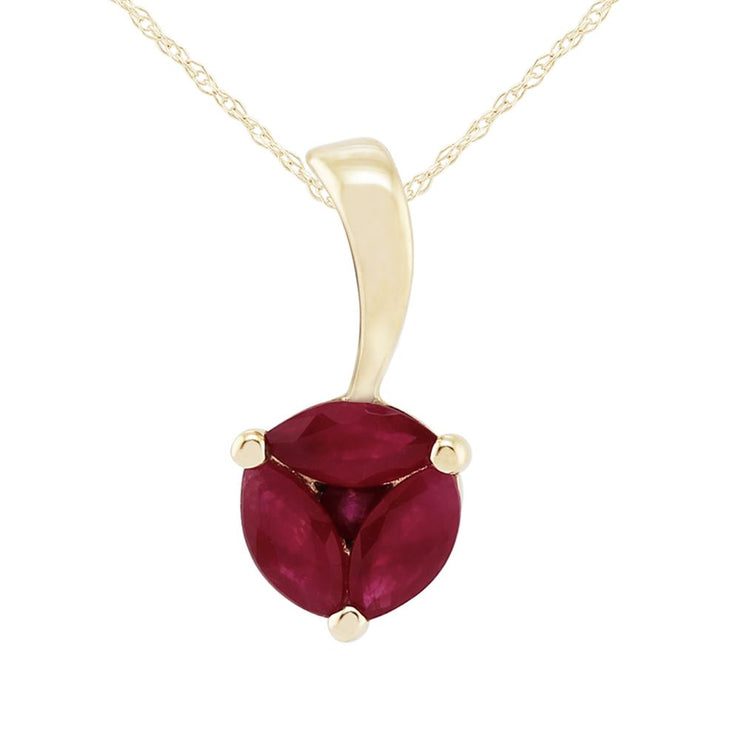 Pendentif et Boucles d'Oreilles Clou Classique Or Jaune 375 Rubis sertis Griffe