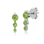 s Argent Sterling Trois Pierres Peridot Rond Dégradé Boucles D'Oreilles