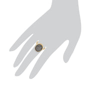 Gemondo 925 Argent Sterling Plaqué Or 6.6ct Lune Argent Brute Quartz Bague