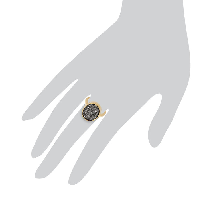 Gemondo 925 Argent Sterling Plaqué Or 6.6ct Lune Argent Brute Quartz Bague