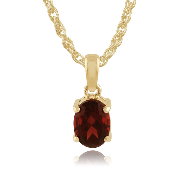 Pendentif Classique Or Jaune 375 Grenat Oval