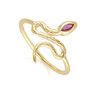 ECFEW™ Bague serpent Rubis en or jaune 9 carats