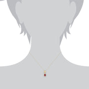 Pendentif Classique Or Jaune 375 Rubis Oval serti Clos
