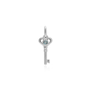 Pendentif Classique Cadenas Cœur Torsadé Argent 925 et Charms Clé Aigue-Marine