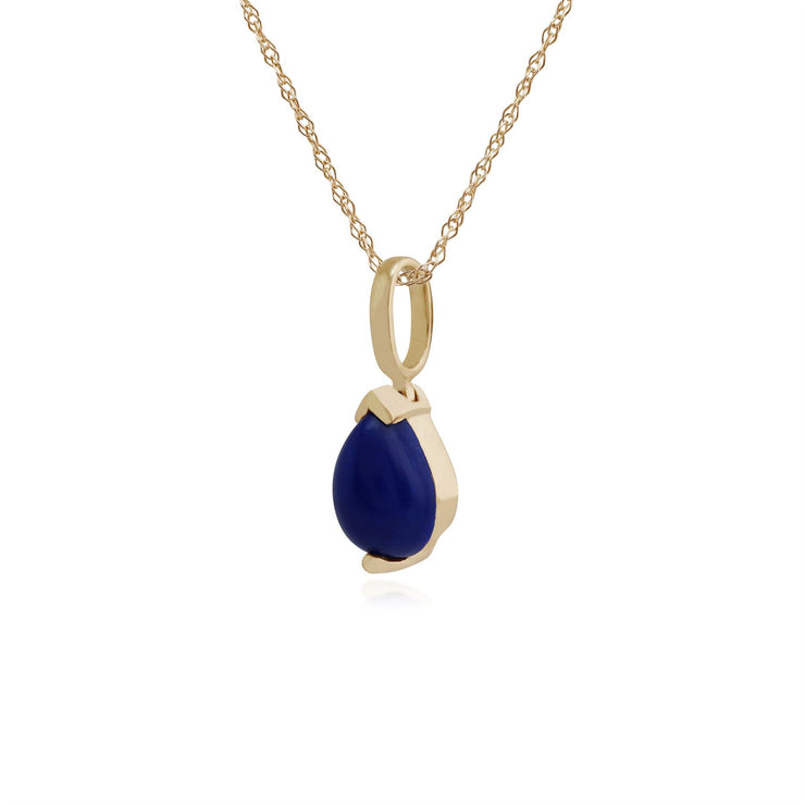 Pendentif Classique Or Jaune 375 Lapiz Lazuli Poire serti Griffe