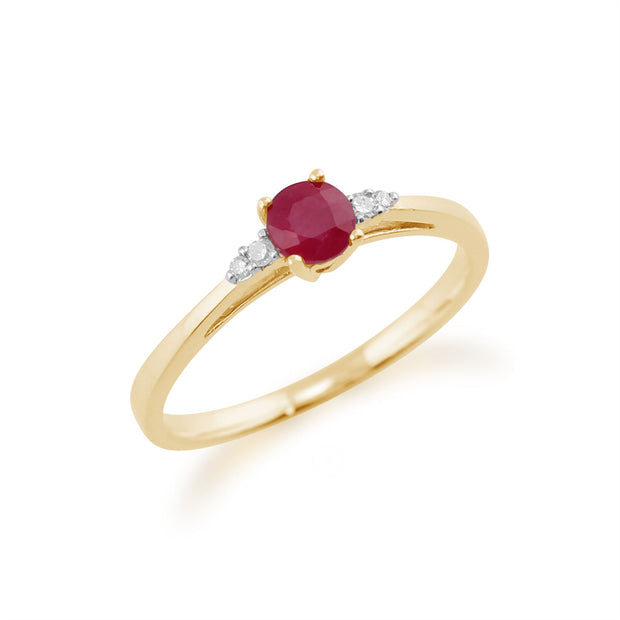 Bague Rubis, 9 Ct Or Jaune 0.34ct CT RUBIS & DIAMANT SOLITAIRE Bague Style