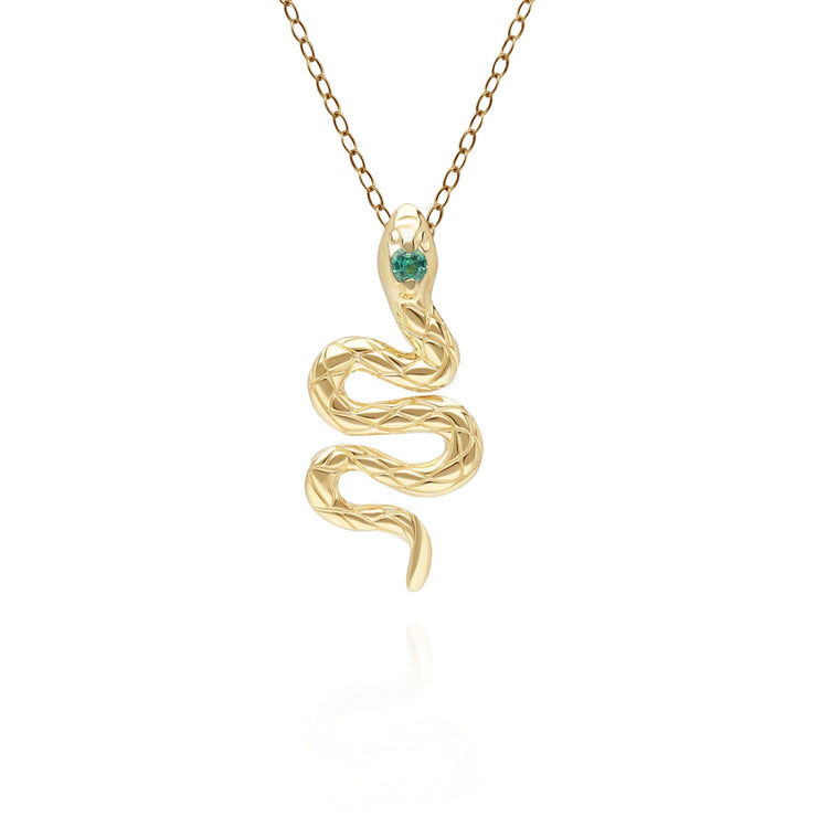 ECFEW™ Pendentif serpent Emeraude en or jaune 9 carats