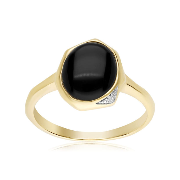 Bague Irregular B Gem Onyx Noire et Diamant 2