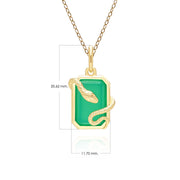 Pendentif Grand Deco Serpent Enroulé en Calcédoine Verte en Argent Doré à l'Or Fin