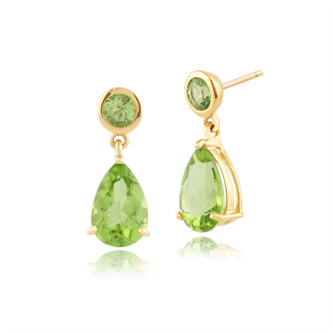 Boucles D'oreilles Plaqué Or Blanc, Péridot Et Apatite, Neuves Sans Boîte