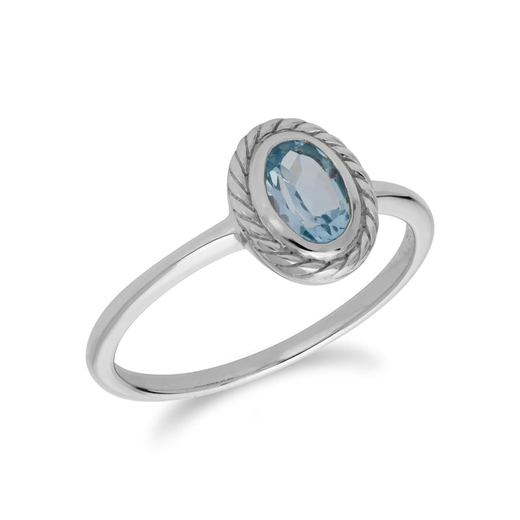 Gemondo Topaze Bague, Argent Sterling Topaze Bleu Novembre Corde Modèle Bague - TOPAZE