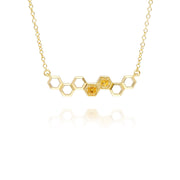 Collier Style Honeycomb Or Jaune 375 Citrine