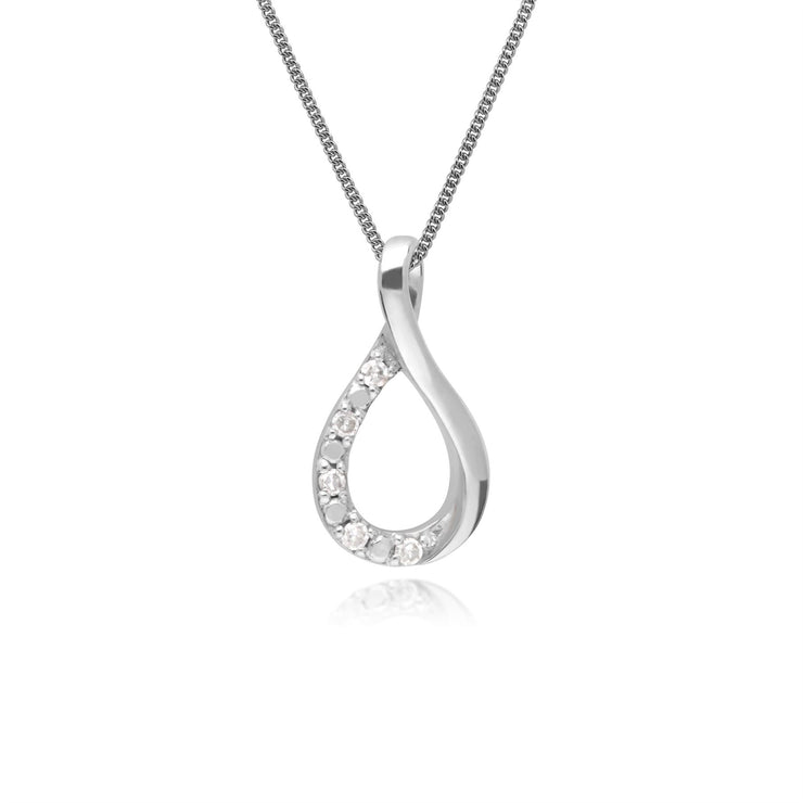 Collier Diamant, 9 CT or Blanc Diamant Baiser Pendentif sur 45cm Chaîne