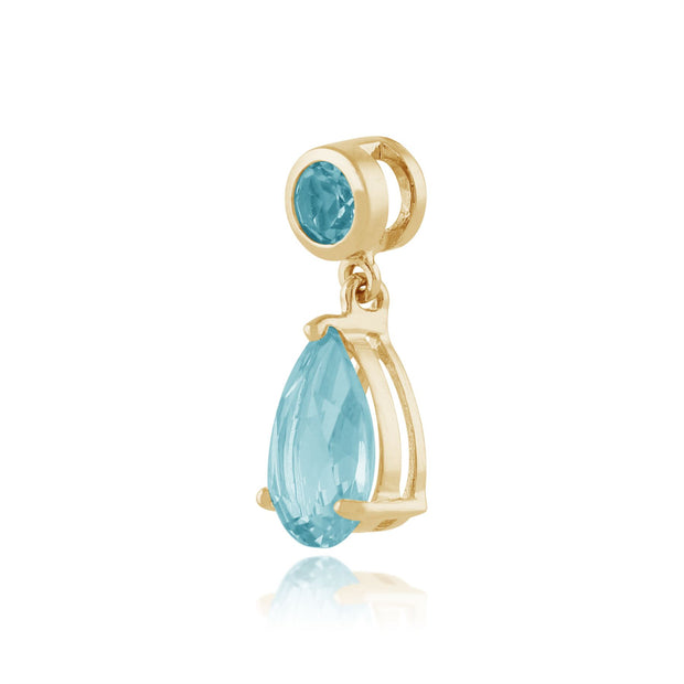 Pendentif Classique Or Jaune 375 Topaze Bleu Poire