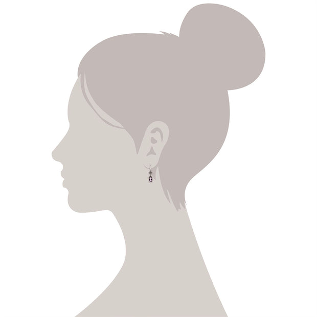Boucles d'Oreilles Style Art Nouveau en Argent Sterling 925 avec Améthyste et Marcassites