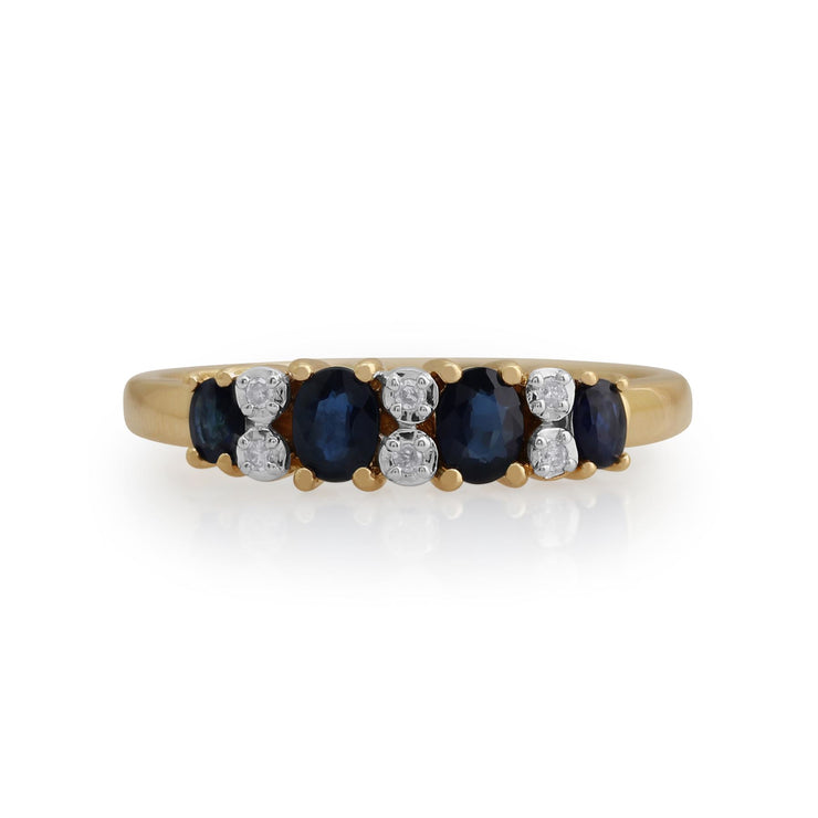 Gemondo Bague Saphir, 9ct Or Jaune 0.65ct Saphir Et Diamant Bague Mi-éternité