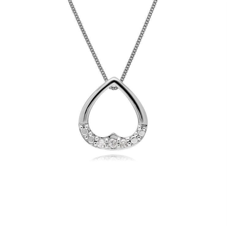 Collier Diamant, 9 CT or Blanc Cœurs en Diamant Pendentif sur 45cm Chaîne