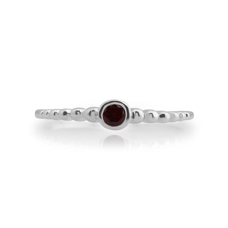 Gemondo Grenade Bague, en Argent Sterling 925 0.12ct Grenade Empillable Pierre de Naissance Bague
