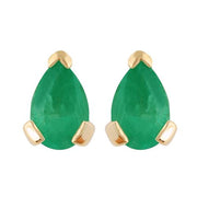 Pendentif et Boucles d'Oreilles Clou Classique Or Jaune 375 Emeraude Poire