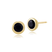 Boucles d'Oreilles Clou Classique Or Jaune 375 Saphir Rond