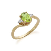 Gemondo Bague Péridot, 9ct Or Jaune 0.86ct Peridot & Bague Diamant