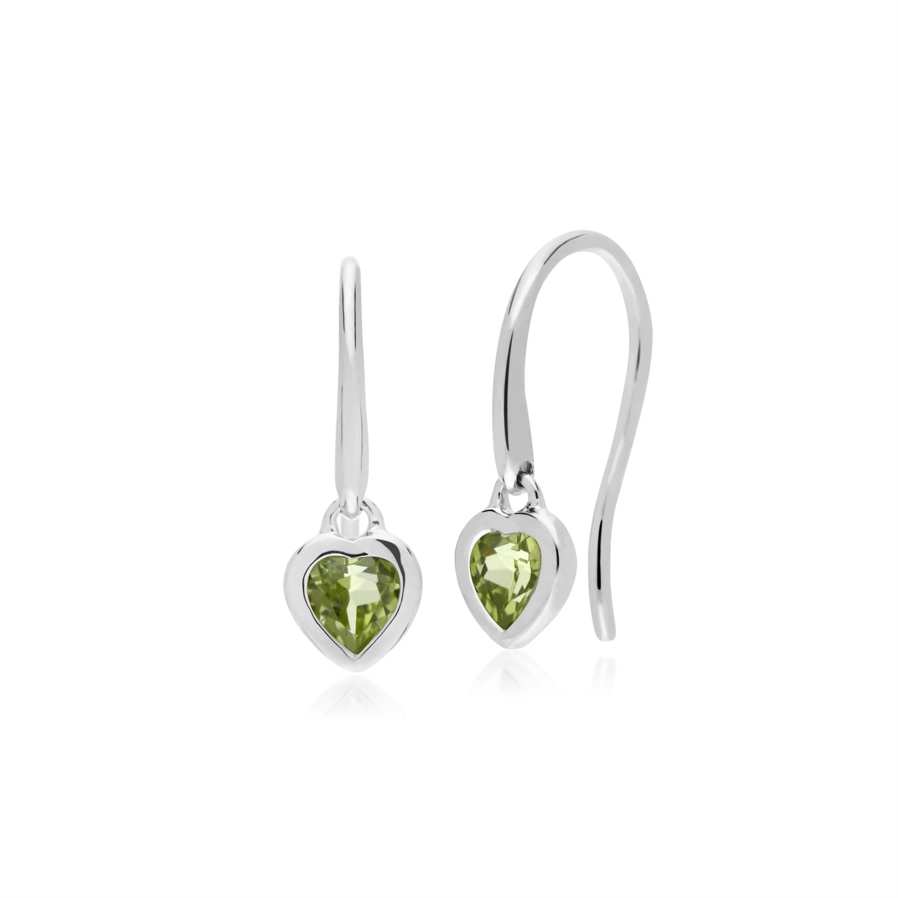 Pendentif et Boucles d'Oreilles Pendantes Cœur Classique Argent 925 Péridot