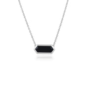 Collier Géométrique Argent 925 Onyx Noire Prisme Hexagonale