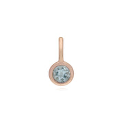 Pendentif Classique Cadenas Cœur Torsadé Argent 925 Plaqué Or Rose et Charms Aigue-Marine
