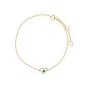 Turquoise Bracelet, 9 CT or Jaune Turquoise Rond Pierre Unique Coeur 19cm Bracelet