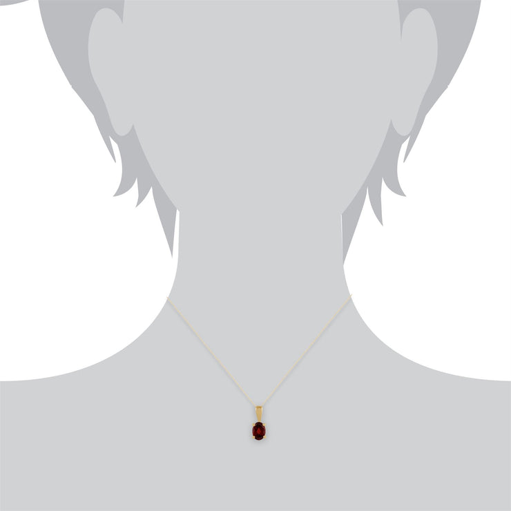 Pendentif et Boucles d'Oreilles Clou Classique Or Jaune 375 Grenat Oval
