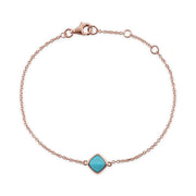 Turquoise Bracelet, 9 CT Plaqué or Rose Argent Sterling Coussin Turquoise Bracelet