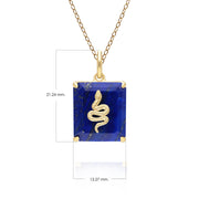 Pendentif Grand Deco Serpent en Lapis Lazuli en Argent Doré à l'Or Fin