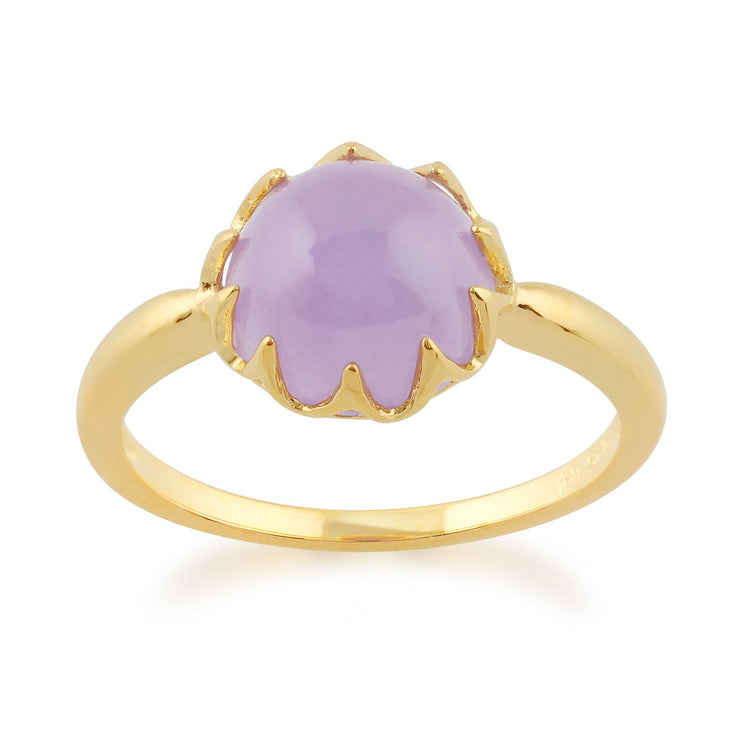 Gemondo' Calo' Jade Lavande Pastel Bague en 9ct or Jaune Plaqué Argent