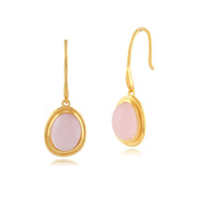 Tara' Quartz Rose Pastel Boucles D'oreilles Goutte en 9ct Or Jaune Plaqué Argent Sterling