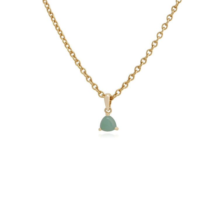 Pendentif et Boucles d'Oreilles Clou Triangulaire Classique Or Jaune 375 Jade