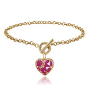 Bracelet Classique Or Jaune 375 Rubis Charm's Cœur