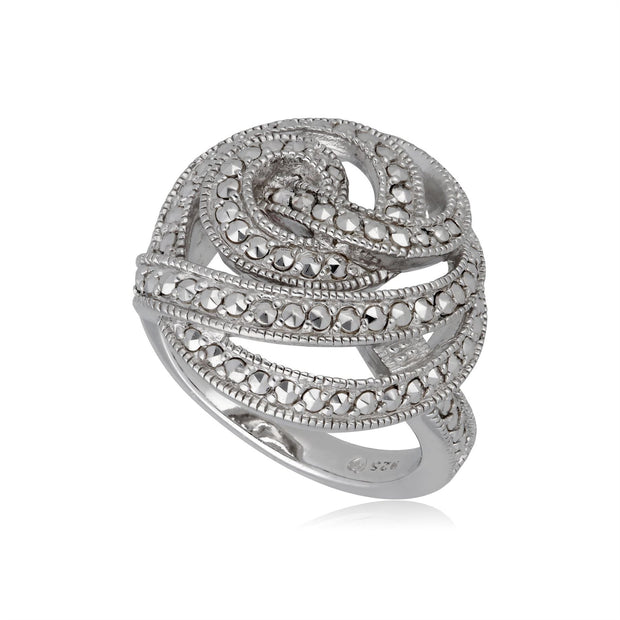 Bague Spirale Cocktail Argent 925 Marcassite