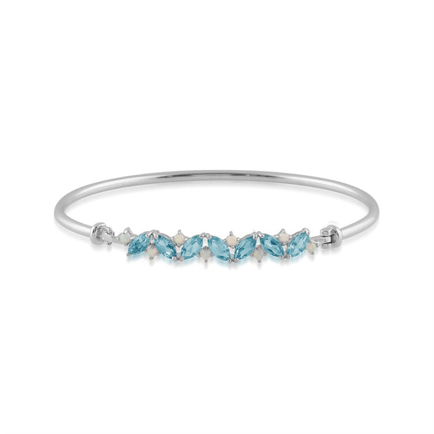 Bracelet Jonc Classique Argent 925 Topaz Marquise et Opale