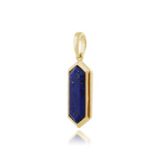 Pendentif Géométrique Argent 925 Plaqué Or avec Lapis Lazuli Hexagonal