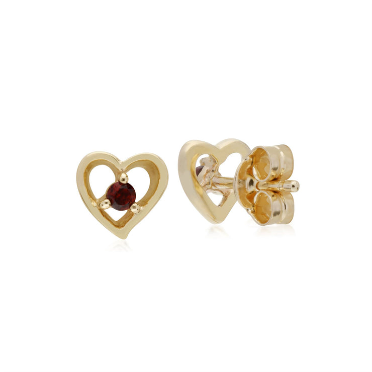 Grenade Boucles D'Oreilles, 9 CT or Jaune Grenade Pierre Unique Boucles D'Oreilles Puces Coeur