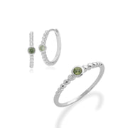 Bague et Boucles d'Oreilles Créoles Essentiel Argent 925 Péridot