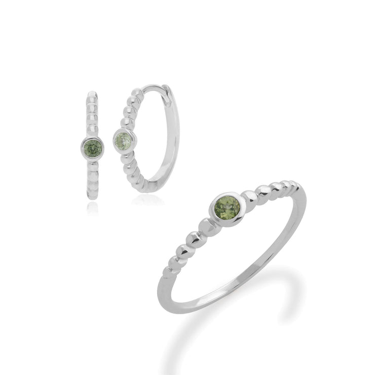 Bague et Boucles d'Oreilles Créoles Essentiel Argent 925 Péridot