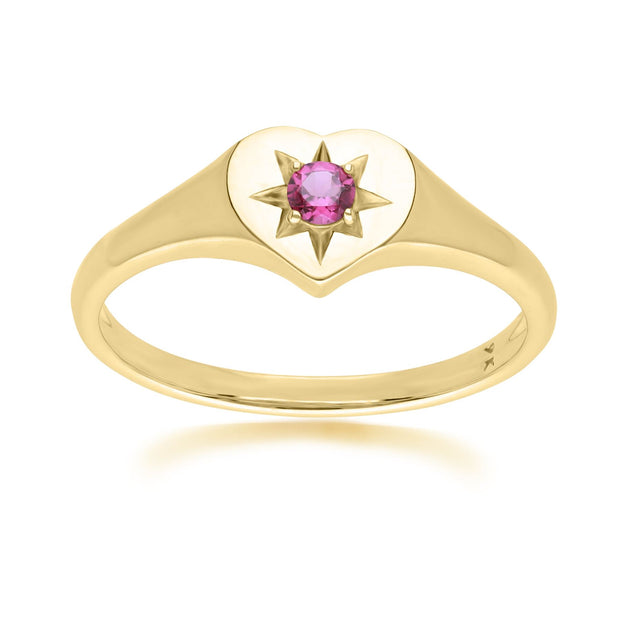 Bague Cœur ECFEW™ 'The Liberator' avec Rhodolite en Or Jaune 375